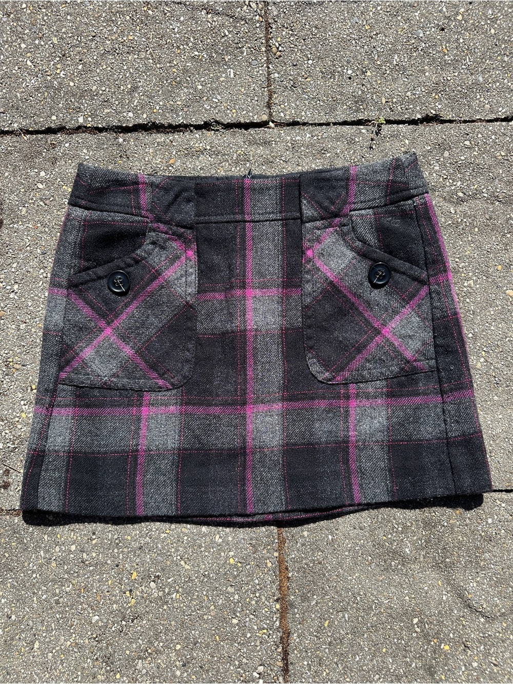 VINTAGE Y2K Esprit Plaid Wool Blend Mini Skirt - Gray Pink